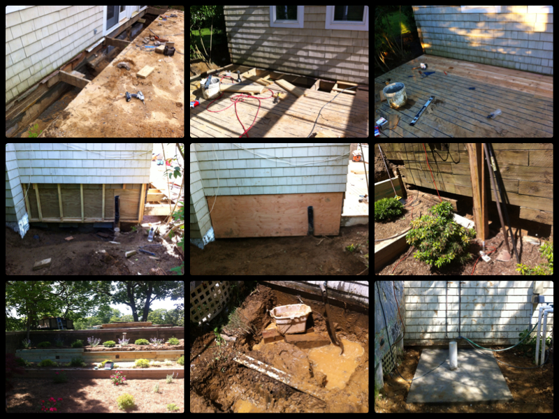 Cinder Block Foundation, Outdoor Deck, Shingling, Retaining Wall, Terracing & Outdoor Shower – Shelter Island, NY